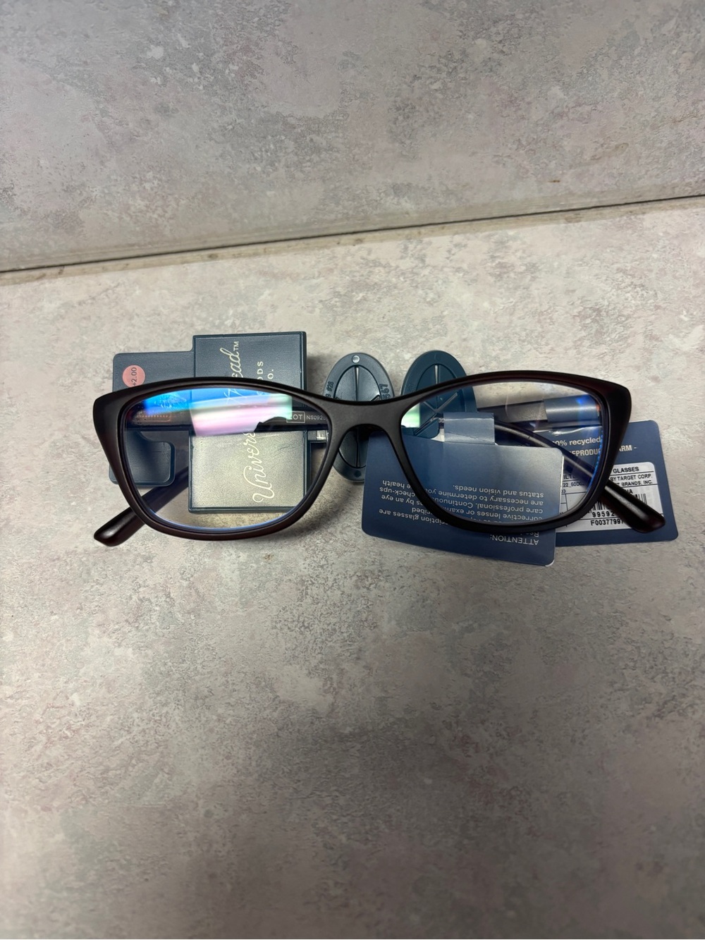 Universal Thread +2.00 Blue Light Filtering Reading Glasses Brown Frame NWT